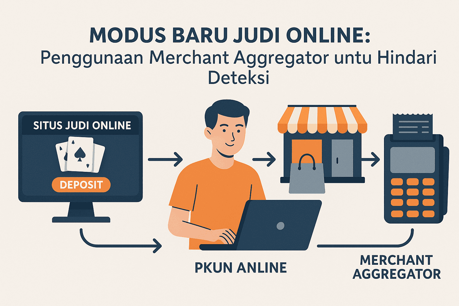 Ilustrasi Modus Baru Judi Online Menggunakan Merchant Aggregator